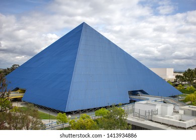 Long Beach, California/United States - 04/03/2019: A Wide Shot Of The Walter Pyramid At California State University Long Beach