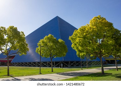 Long Beach, California/United States - 05/23/2019: A Wide Shot Of The Walter Pyramid At California State University Long Beach