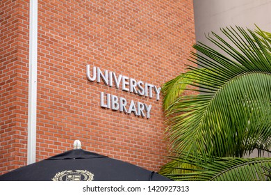 Long Beach, California/United States - 05/24/2019: The University Library Building At California State University Long Beach