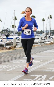 Long Beach, California/USA-April 30, 2016: Runner Running In The March For Marrow 5k Race