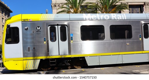 LONG BEACH Los Angeles, California - October 5, 2019: View LA Metro Rail Blue Line Train From Los Angeles To Long Beach