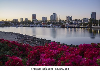 Long Beach, MAY 1: Sunset Long Beach Skyline On MAY 1, 2017 At Long Beach, Los Angeles, California