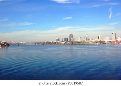 Long Beach Skyline, viewed from Queen Mary, California, USA