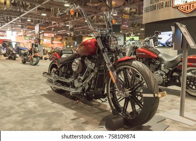 Long Beach, USA - November 17, 2017: Harley-Davidson on display during Progressive International Motorcycle Show.