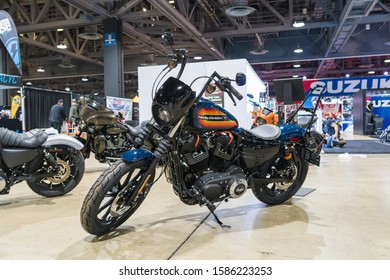 Long Beach, USA - November 22, 2019: Harley-Davidson Iron 1200 on display during Progressive International Motorcycle Show.