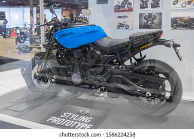 Long Beach, USA - November 22, 2019: Harley-Davidson Bronx on display during Progressive International Motorcycle Show.