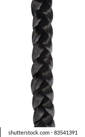 Long Black Hair Braid,plait On White Background