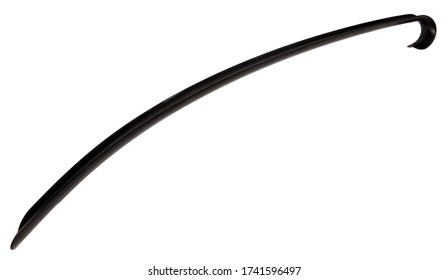 Long Black Shoehorn Or Shoe Spoon Plastic Isolated On White Background