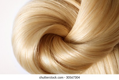 Long Blond Human Hair Close-up