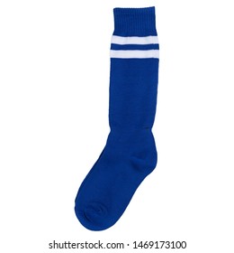 Long Blue Football Leggings Or Socks, Pair, On A White Background, Isolate