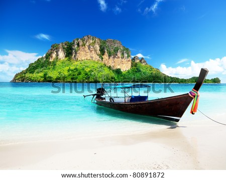 Similar – Image, Stock Photo View of traditional thailand longtail boat at sand beach