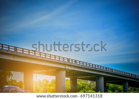 long bridge on the road,bridge stretches on the street.