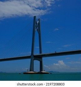 Long Bridge Over The Blue Sea In Shenzhen Sea, Guangdong, China