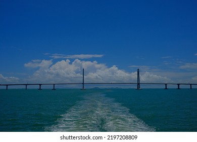 Long Bridge Over The Blue Sea In Shenzhen Sea, Guangdong, China