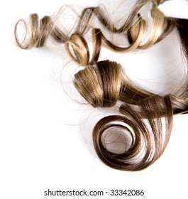 long brown hair style on white isolated background