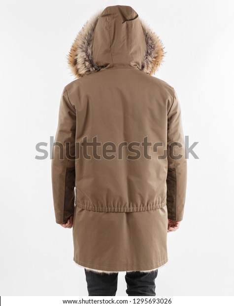 Download Long Coat Parka Mock Front Back Stock Photo Edit Now 1295693026