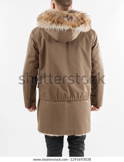 Download Long Coat Parka Mock Front Back Stock Photo Edit Now 1295693038