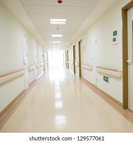 long corridor in the hospital.