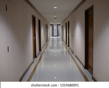 Long Corridor At The Hotel.