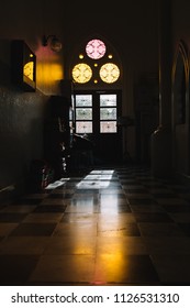 Long dark corridor interior
