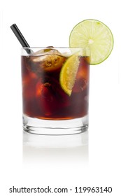 Long Drink Cuba Libre In Front Of White Background