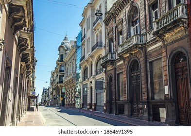 Long Empty Street In Montevideo, Uruguay