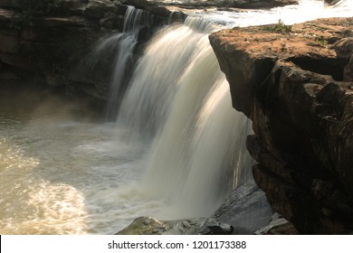 Long Exposure Of A Backyard Waterfall.Huai (river)wang Yai (big) Waterfall. Waterfall In Asia  Thailand.sisaket