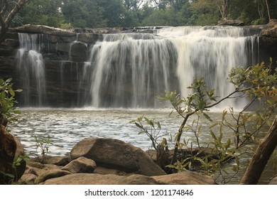 Long Exposure Of A Backyard Waterfall.Huai (river)wang Yai (big) Waterfall. Waterfall In Asia  Thailand.sisaket