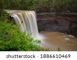 Long exposure of Balls Falls; located around St Catherines, Ontario in Niagara Peninsula; as water swirls and pools at the basin