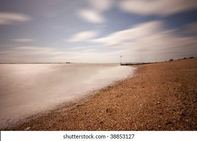 Long Exposure Of The Beach At Mersea In Essex