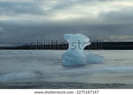 long exposure ; beach scenery with drift ice in Diamond Beach, Iceland