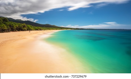 long exposure of Big Beach on the Island of Maui, Hawaii