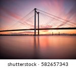Long exposure of the Cable Bridge that connects Pasco and Kennewick in Washington State at sunrise