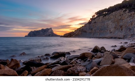 Long Exposure In A Cove At Sunset