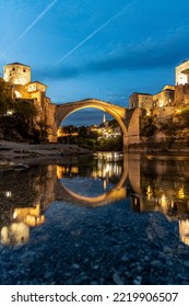 A long exposure for the famous Stari Most old bridge in Mostar which was built in the 1500s during the Ottoman rule of the area, in Bosnia and Herzegovina.