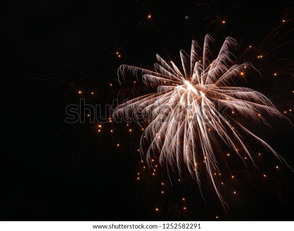 Long Exposure Fireworks Exploding Night Sky Stock Photo 1252582291 ...
