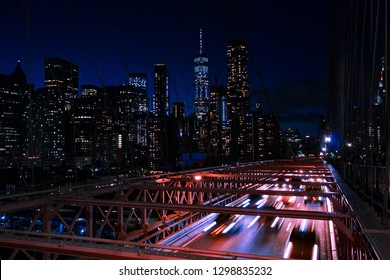 Long exposure of a highway showing lower Manhattan - Shutterstock ID 1298835232