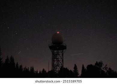 Long exposure image of a doppler weather radar in Pasja ravan, Slovenia - Powered by Shutterstock