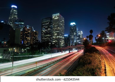 Long Exposure Image Of Downtown Los Angeles At Night