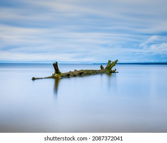 Long Exposure of a log in a lake