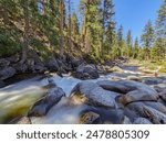 Long exposure looking downstream at cascading creek 