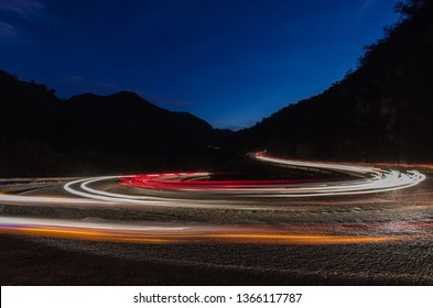 long exposure in a mountain road