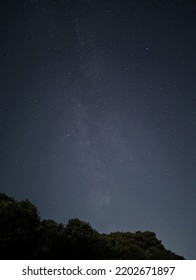 Long Exposure, Night Sky Photo With Milky Way Taken In Corsican Mountains