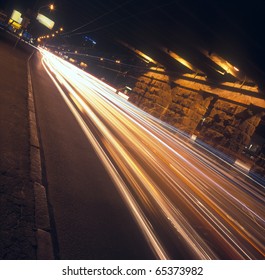 Long exposure of night traffic in Kyiv, Ukraine. - Powered by Shutterstock