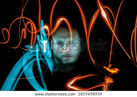 Similar – Image, Stock Photo Long exposure, male portrait