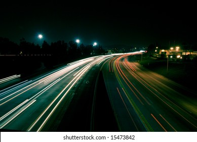 A Long Exposure On The Overpass Of The 57 Freeway In Orange County Off Imperial Blvd.