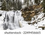 Long Exposure of Ousel Falls and the Gallatin River in Winter