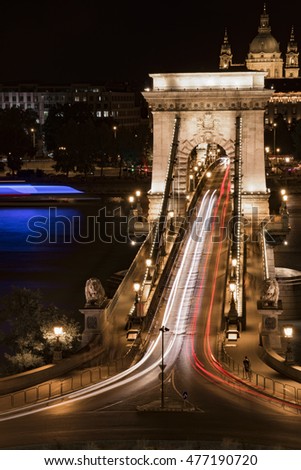 Similar – Foto Bild Nachtaufnahme der Kettenbrücke in Budapest