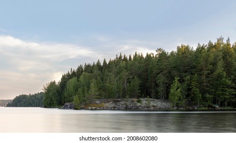 Long Exposure Photo Of A Quiet Island On Finnish Lake Päijänne