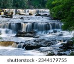 Long exposure photograph of Aysgarth lower falls in the Yorkshire Dales